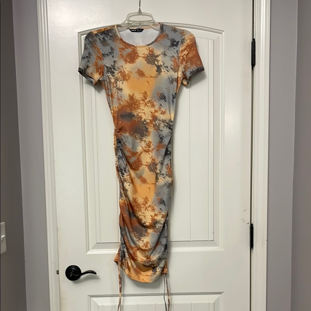 SHEIN Blue and Orange Bodycon Midi Dress